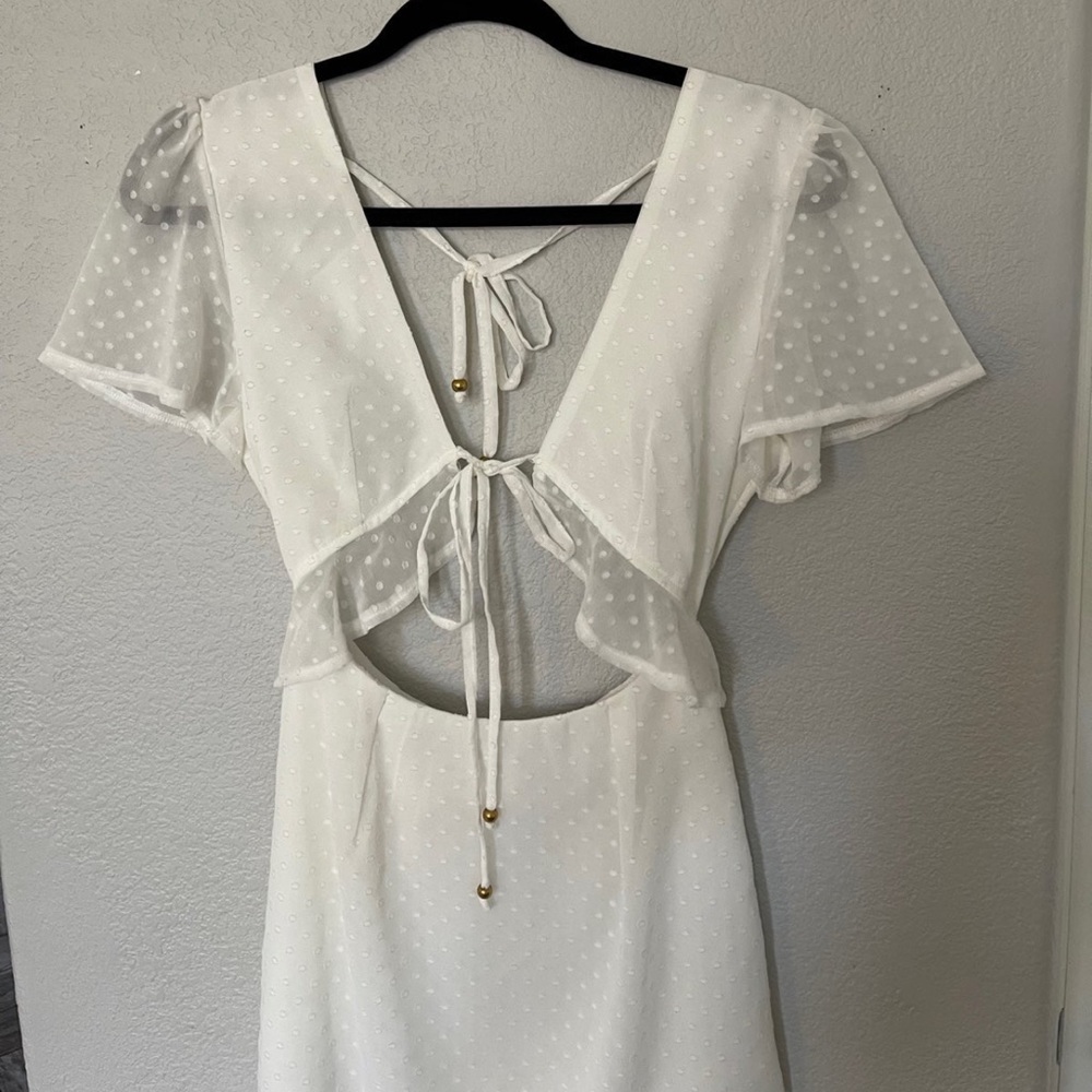 Beginning Boutique white cut out dress with ties